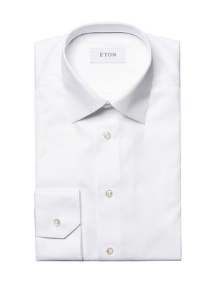 Men's Slim-Fit Geometric Party Shirt - White - Size 15.5