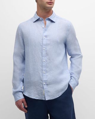 Men's Slim-Fit Linen Button-Down Shirt