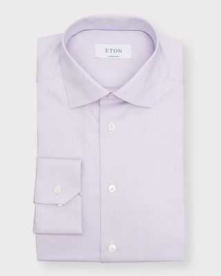 Men's Slim Fit Textured Solid Shirt