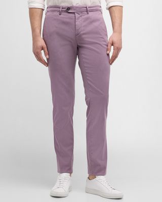 Men's Slim Fit Twill Flat-Front Pants