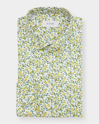 Men's Slim Fit Twill Lemon Print Shirt