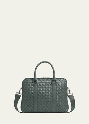 Men's Slim Intrecciato Leather Briefcase