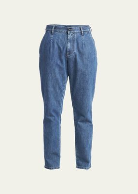 Men's Slim Single-Pleated Jeans