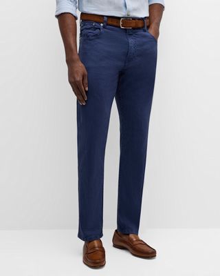 Men's Slim Stretch Linen and Cotton Jeans