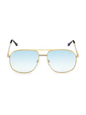 Men's Snatch Double Rope 60MM Pilot Sunglasses - Yellow White Gold - Yellow White Gold