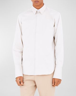 Men's Solid Concealed-Button Sport Shirt