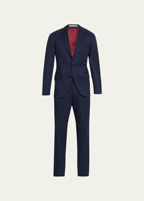 Men's Solid Cotton-Cashmere Stretch Suit