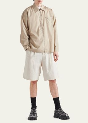 Men's Solid Cotton Full-Zip Shirt