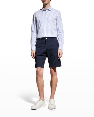 Men's Solid Cotton-Linen Shorts