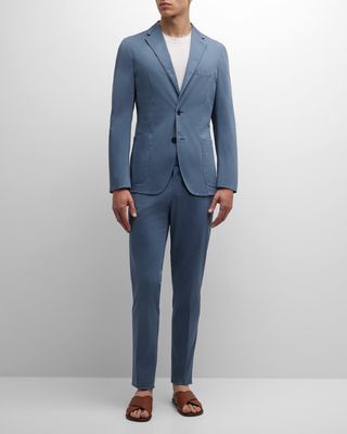 Men's Solid Cotton-Silk Suit