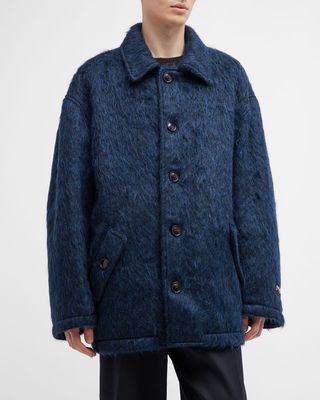 Men's Solid Fuzzy Coat