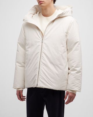 Men's Solid Hooded Puffer Jacket