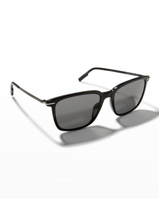 Men's Solid-Lens Square Sunglasses