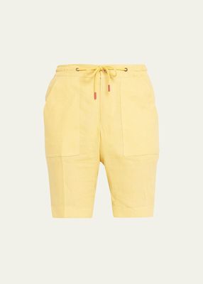 Men's Solid Linen-Blend Shorts