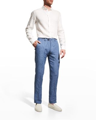 Men's Solid Linen Trousers