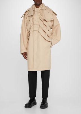 Men's Solid Parka with Ribbons
