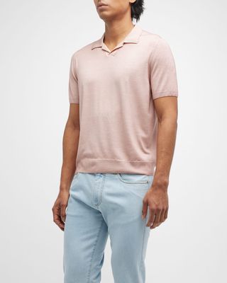 Men's Solid Pink Wool Polo Shirt