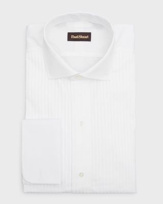 Men's Solid Pleated Dress Shirt