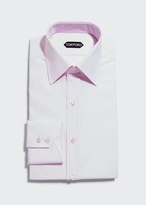 Men's Solid Point Collar Dress Shirt