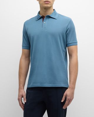 Men's Solid Polo Shirt with Signature Stripes