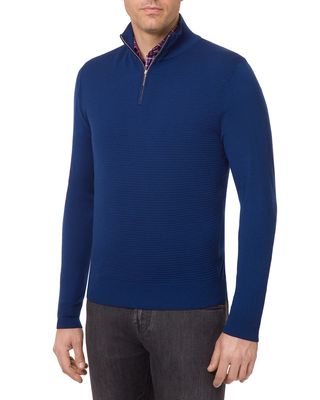 Men's Solid Quarter-Zip Sweater