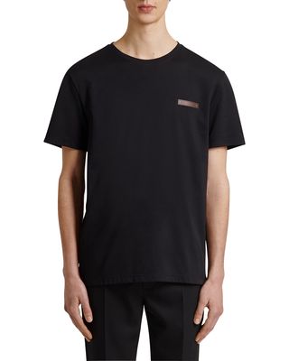 Men's Solid T-Shirt with Leather Logo