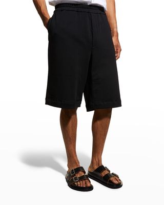 Men's Solid Wide-Leg Sweat Shorts