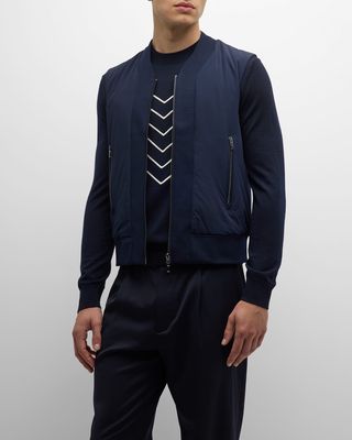 Men's Solid Wool-Blend Zip Vest