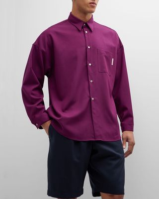 Men's Solid Wool Sport Shirt