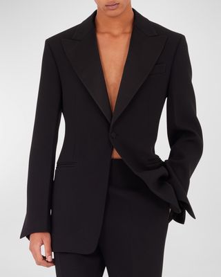 Men's Solid Wool Tuxedo Jacket