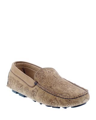 Men's Soprano Paisley-Print Suede Drivers