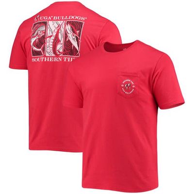 Men's Southern Tide Red Georgia Bulldogs Game Day Mosaic Fish T-Shirt