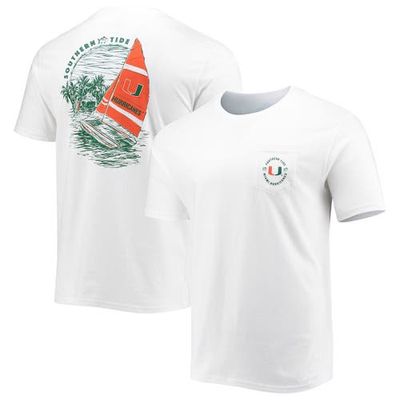 Men's Southern Tide White Miami Hurricanes Game Day Coastal Sailing T-Shirt