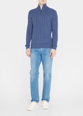 Men's Spaced Out Quarter-Zip Mock Neck Sweater