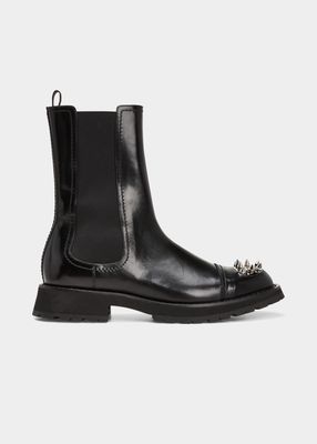 Men's Spike-Toe Leather Combat Boots