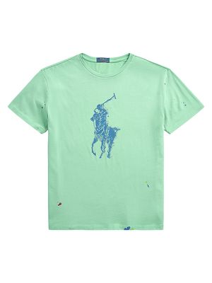 Men's Splatter Logo Cotton T-Shirt - Vineyard Green - Size Large