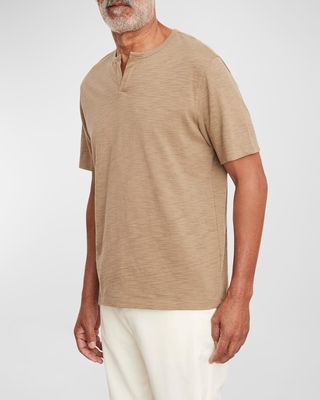 Men's Split-Neck Slub Cotton T-Shirt