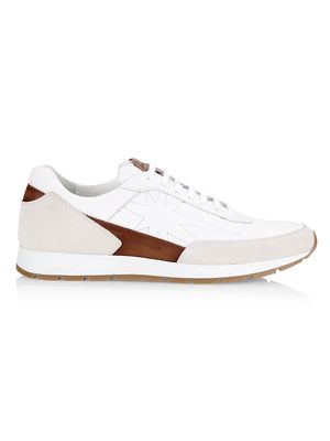 Men's Sporty Weekend Casual Dress Leather Carl Low-Top Sneakers - White - Size 13 - White - Size 13