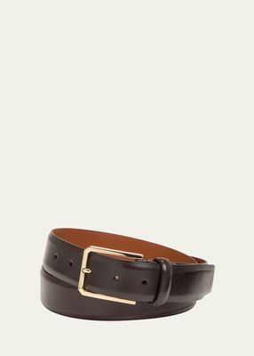 Men's Square-Buckle Leather Belt