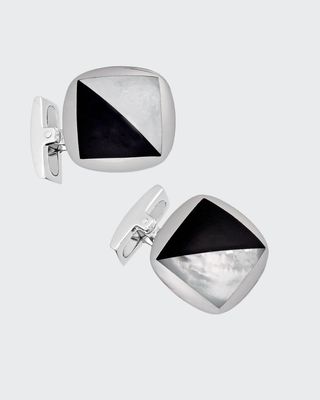 Men's Square Onyx %26 Mother-of-Pearl Cufflinks