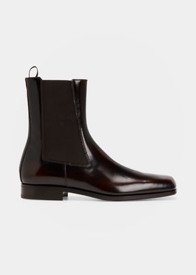 Men's Square-Toe Leather Chelsea Boots
