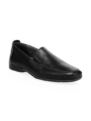 Men's Square Toe Leather Loafers - Black - Size 7 - Black - Size 7