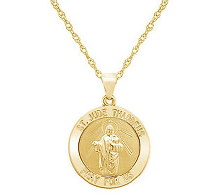 Men's St. Jude Medallion Pendant w/ Ch ain, 14K Gold