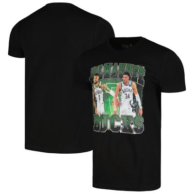 Men's Stadium Essentials Giannis Antetokounmpo & Damian Lillard Black Milwaukee Bucks Player Duo T-Shirt