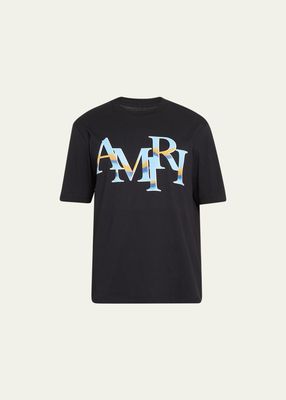 Men's Staggered Letter Jersey T-Shirt