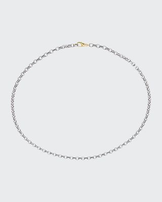 Men's Stainless Steel Chain w/ 18k Gold, 22"L, Gray