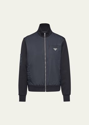 Men's Stand-Collar Re-Nylon Fleece Jacket