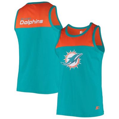 Men's Starter Aqua/Orange Miami Dolphins Logo Touchdown Fashion Tank Top