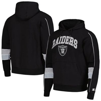 Men's Starter Black Las Vegas Raiders Captain Pullover Hoodie