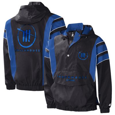 Men's Starter Black/Royal TRACKHOUSE RACING Impact Half-Snap Pullover Jacket